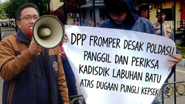 DPP FROMPER Geruduk Polda Sumut, Desak Kadisdik Labuhanbatu Diperiksa Terkait Dugaan Pungli Pelantikan Kepala Sekolah