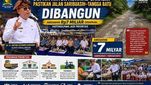 Bupati Anton Achmad Saragih Pastikan Perbaikan Jalan Saribuasih–Tangga Batu Dianggarkan Rp7 Miliar, Infrastruktur Hatonduhan Jadi Prioritas
