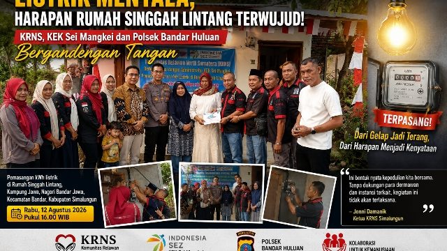 Listrik Menyala, Harapan Rumah Singgah Lintang Terwujud! KRNS, KEK Sei Mangkei dan Polsek Bandar Huluan Bergandengan Tangan
