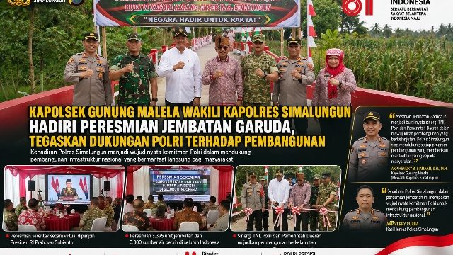 Kapolsek Gunung Malela Wakili Kapolres Simalungun Hadiri Peresmian Jembatan Garuda, Tegaskan Dukungan Polri terhadap Pembangunan