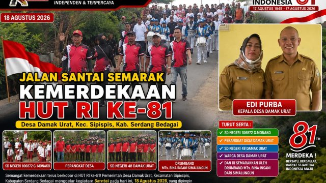 Semarak HUT RI ke-81, Desa Damak Urat Gelar Jalan Santai Meriah Bersama Masyarakat dan Pelajar