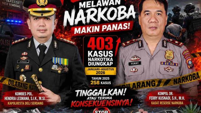 Perang Melawan Narkoba Makin Panas, Polresta Deli Serdang Bongkar 403 Kasus dalam 8 Bulan