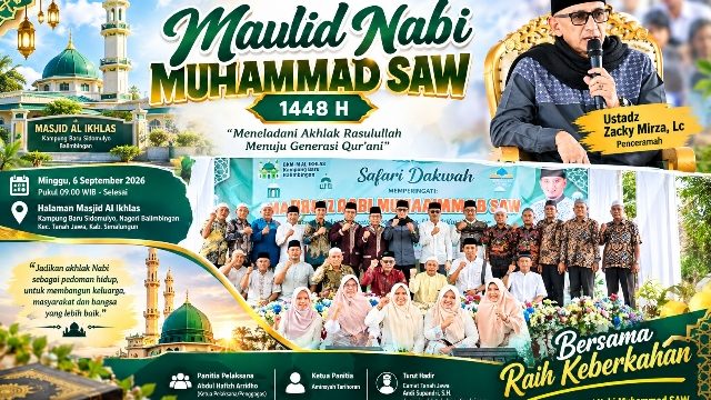 Maulid Nabi Muhammad SAW 1448 H, di Masjid Al Ikhlas Balimbingan Meriah, Ustaz Zacky Mirza Hadir di Tengah Ratusan Jamaah