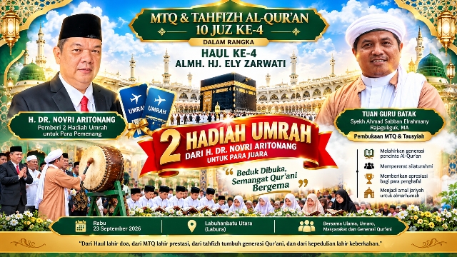 H.Novri Aritonang Beri 2 Hadiah Umrah, TGB Buka MTQ di Haul ke-4 Hj. Ely Zarwati