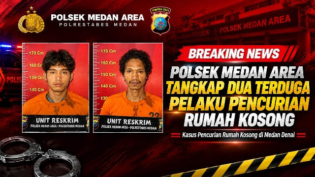 Dua Pria Ditangkap dalam Kasus Pencurian Rumah Kosong di Medan Denai