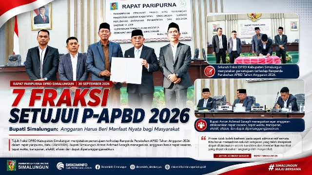 Tujuh Fraksi Setujui P-APBD 2026, Bupati Simalungun: Anggaran Harus Terasa Manfaatnya
