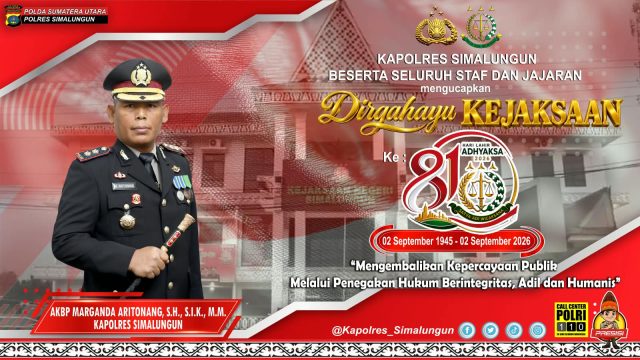 Peringati HUT ke-81, Kapolres Simalungun Ajak Perkuat Sinergi Polri-Kejaksaan Wujudkan Penegakan Hukum Berkeadilan
