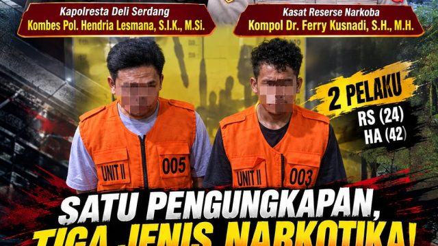 Polresta Deli Serdang Ungkap Kasus Narkotika, Dua Terduga Pelaku Diamankan Bersama 82,62 Gram Sabu