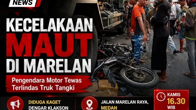 Diduga Kaget Dengar Klakson, Pengendara Motor Tewas Terlindas Truk Tangki di Marelan