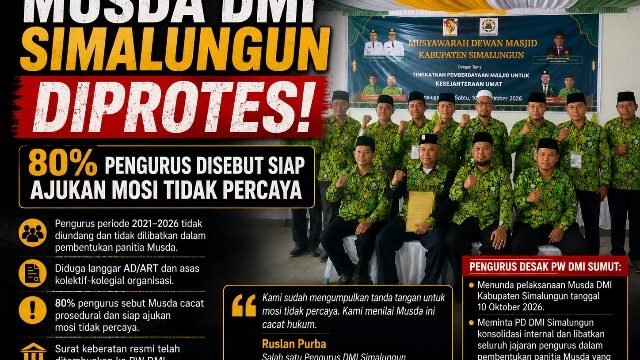 MUSDA DMI SIMALUNGUN DIPROTES, 80 Persen Pengurus Disebut Siap Ajukan Mosi Tidak Percaya