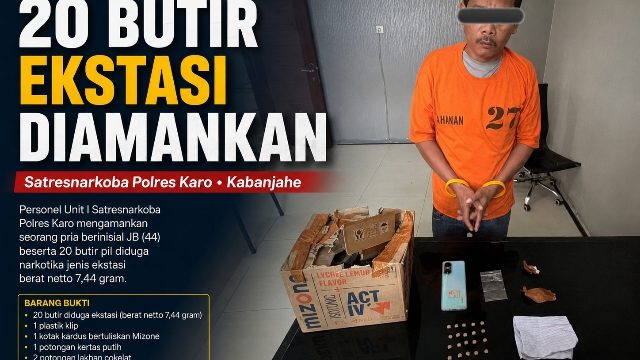 20 Butir Ekstasi Berhasil Diamankan! Satresnarkoba Polres Karo Tangkap Pria 44 Tahun di Kabanjahe