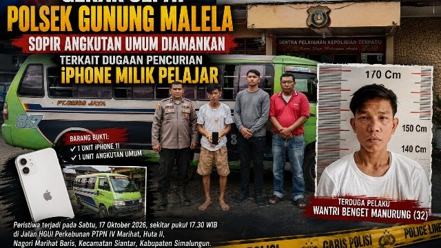 Sopir Angkutan Umum Diamankan Polsek Gunung Malela atas Dugaan Pencurian iPhone Milik Pelajar