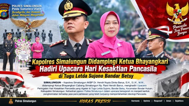 Kenang Jasa Pahlawan, Kapolres Simalungun Hadiri Upacara Hari Kesaktian Pancasila di Tugu Letda Sujono Bandar Betsy