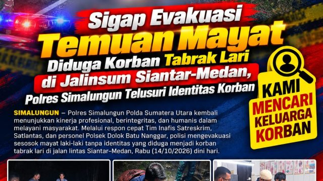 Diduga Korban Tabrak Lari, Mayat Pria Tanpa Identitas Ditemukan di Jalinsum Siantar–Medan, Polres Simalungun Lakukan Penyelidikan